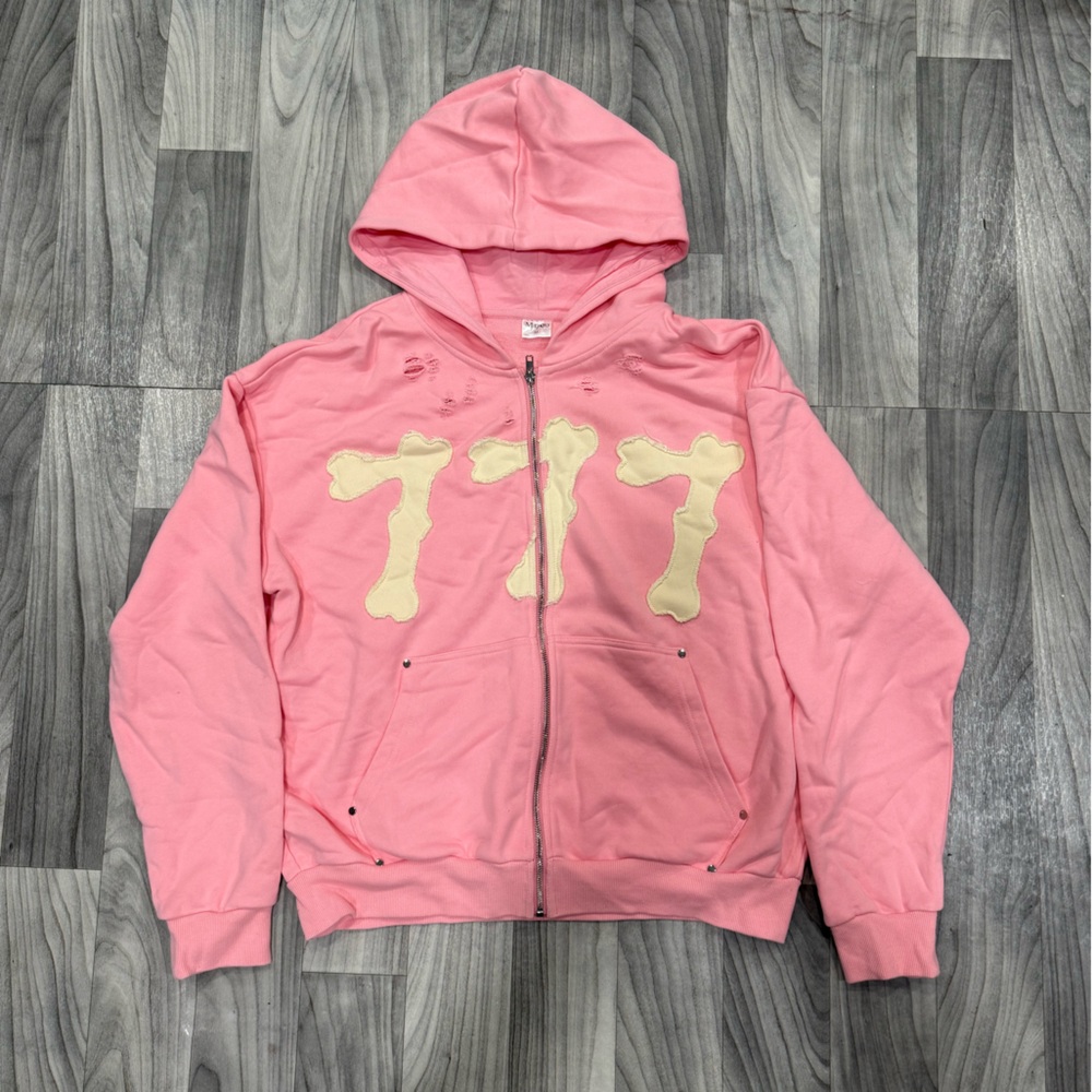 Pink Hoodie with Cream Graphic